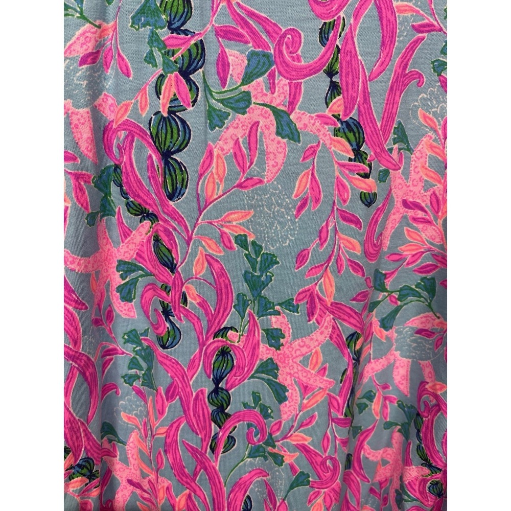 Lilly Pulitzer Tessa Dress XL Seaweed Samba V Neck 3/4 Sleeve Pink Blue Green - Picture 4 of 7